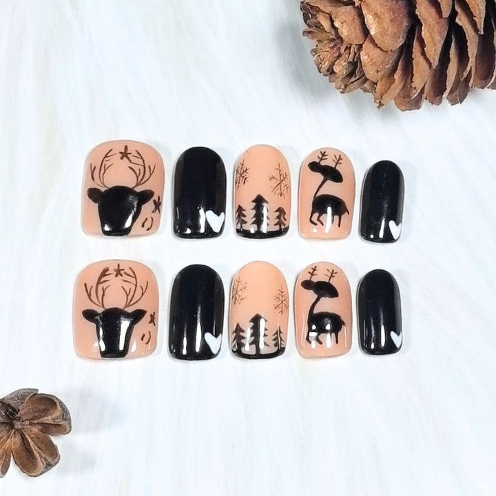 Nocturnal Fairytale Christmas Press On Fake Nails