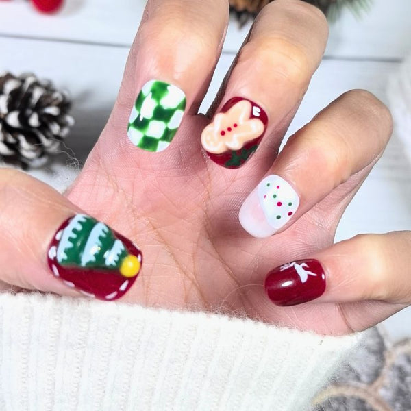 Gingerbread Dreams Christmas Press On Nails