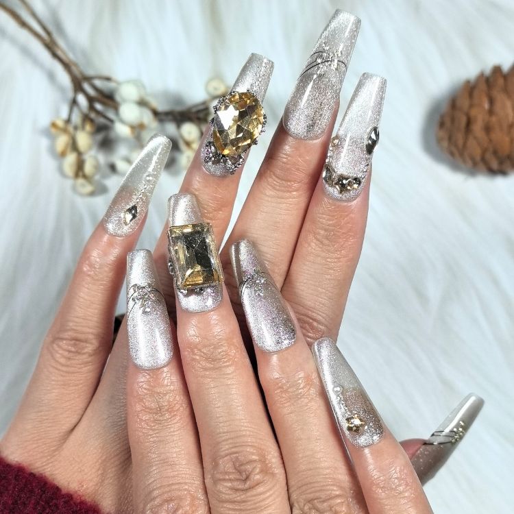 Luminous Gala Crystal Press On Nails