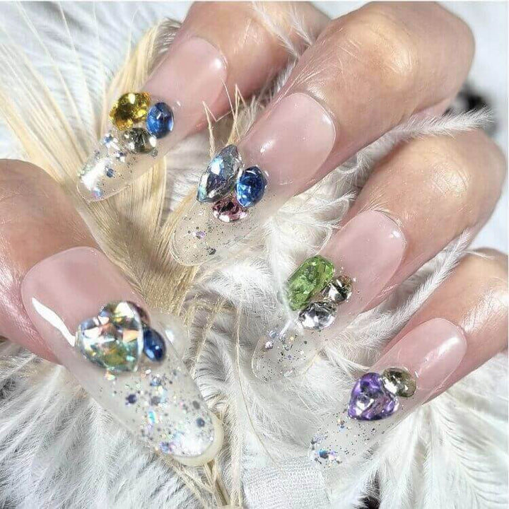 NailBop Diamond Mirage Transparent Almond Press On Fake Nails