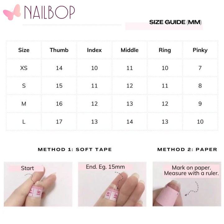 Press On Nails  Sizes